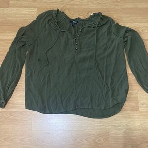 Green long sleeve half button down